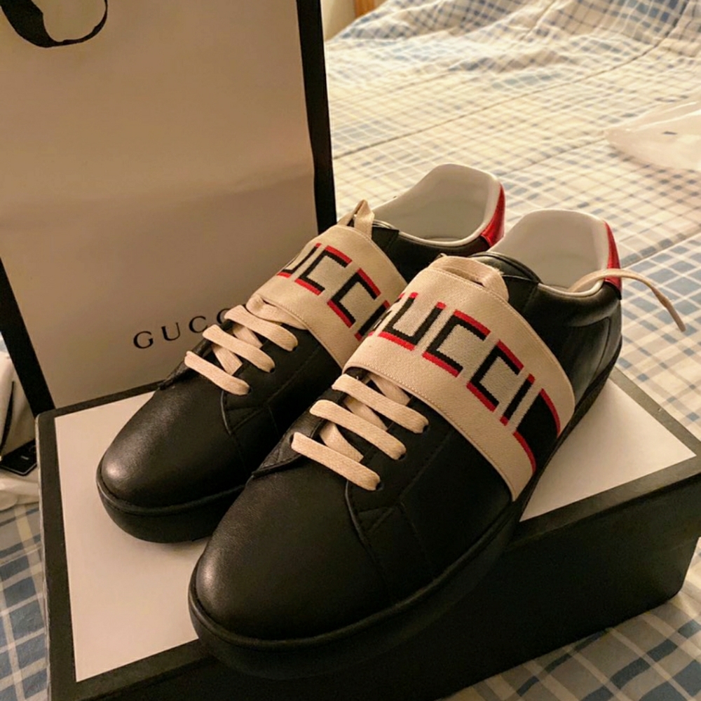 Men's Authentic Gucci Ace Stripe Sneaker Sz 10